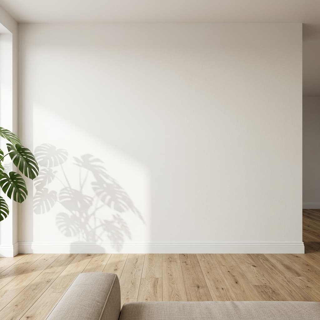 Intérieur de salon avec un grand mur vide pour accrocher le tableau